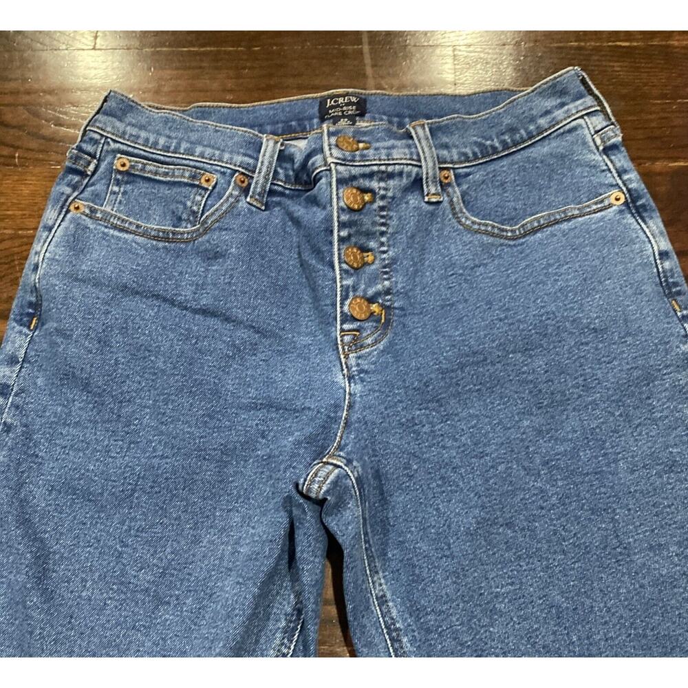 J. Crew Womens Blue Mid Rise Flare Crop Denim Jeans Size 29 (29X25.5) Button Fly - Picture 3 of 5